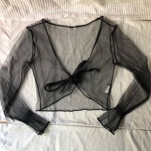 Sheer Tie Front Crop Top
